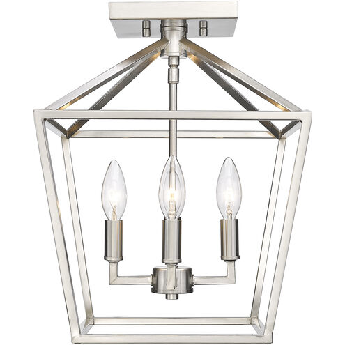 Corona 4 Light 12 inch Satin Nickel Semi-Flush Mount Ceiling Light